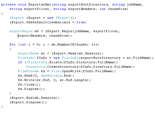 Sample code for execution of the Marshal Integrator
