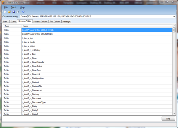 Schema Table, Discover the tables and views of your database