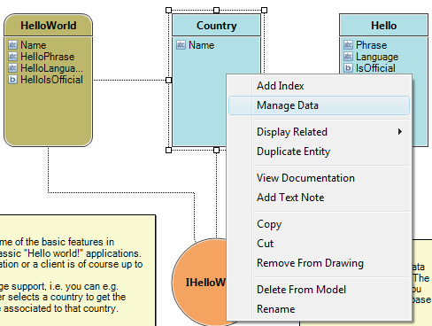 Manage data for entiry