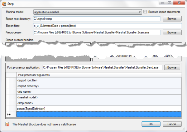 How to configure the signal processor using Marshal Archiver