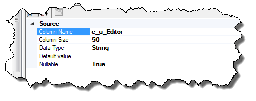 The column source properties